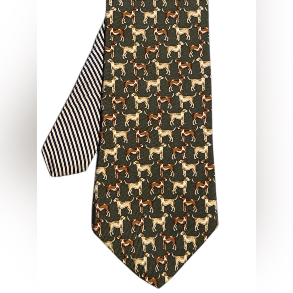 Tommy Hilfiger Dog Print Silk Tie – Made in USA – 57”